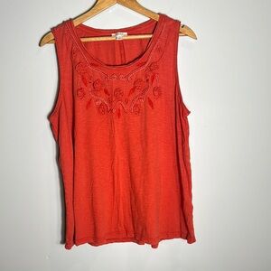Style & Co. Orange Embroidered‎ Tank Top